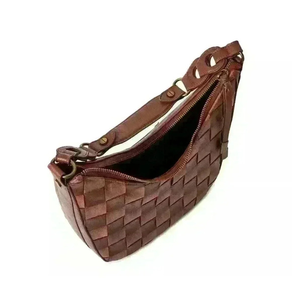 Time and Tru Women's Alice Crossbody Bag Brown Adjustable Handbag Shoulder Weave - Picture 4 of 9